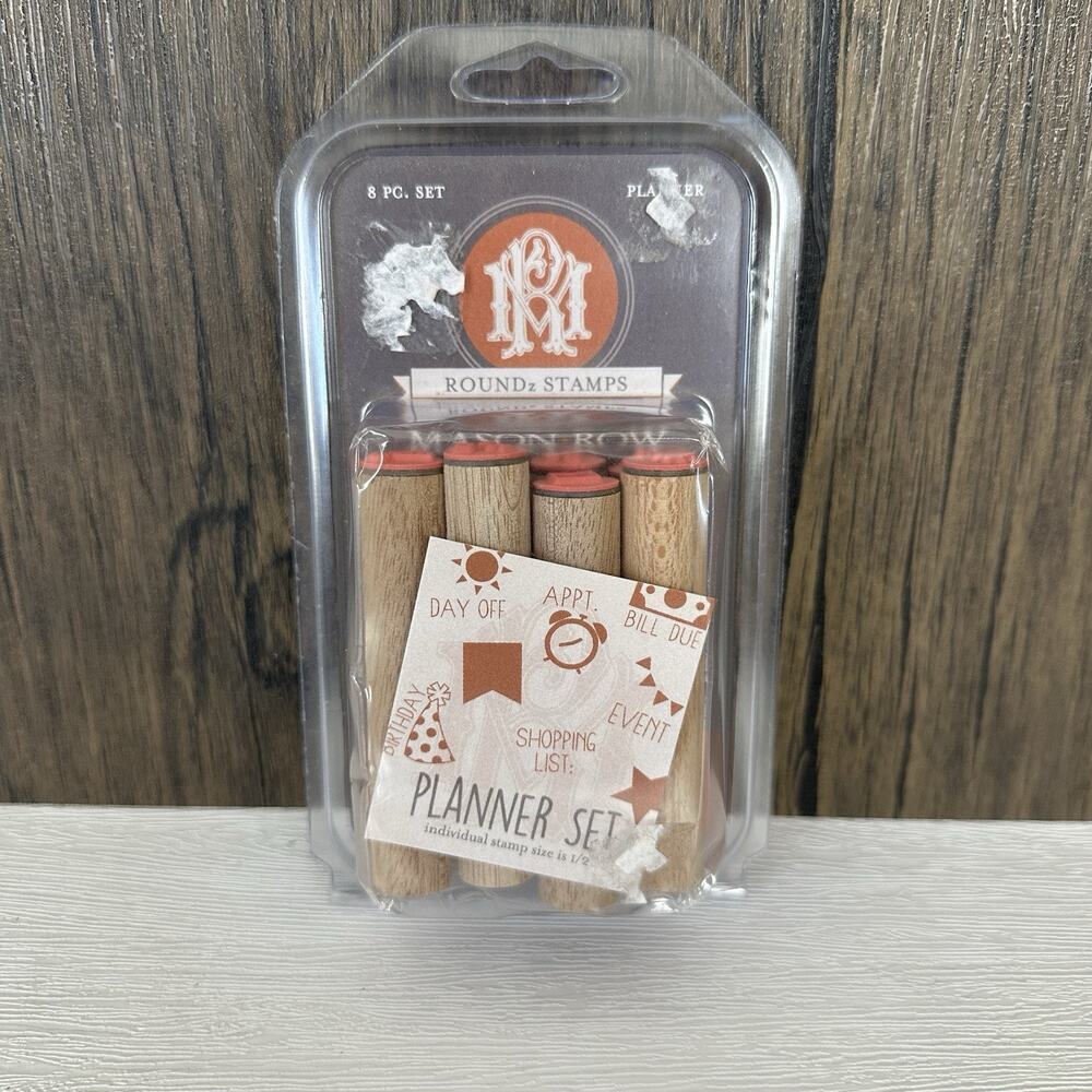 Mason Row Mini Stamp Set PLANNER 8 Stamps Rubber Round Journaling Teacher Crafts